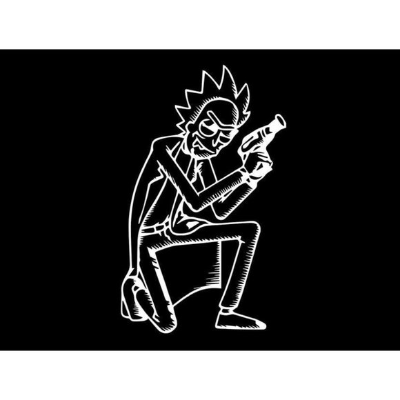Rick Holding a ray gun bumper sticker Rick and Morty - Picture 1 of 3
